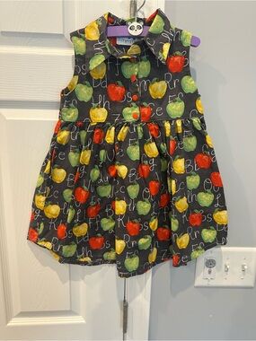 Apple Print Sleeveless Button-Front Dress